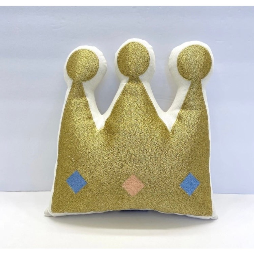 Crate & Barrel Crown Decorative Throw Pillow Gold 12 x 13 Inch ~ Threa…